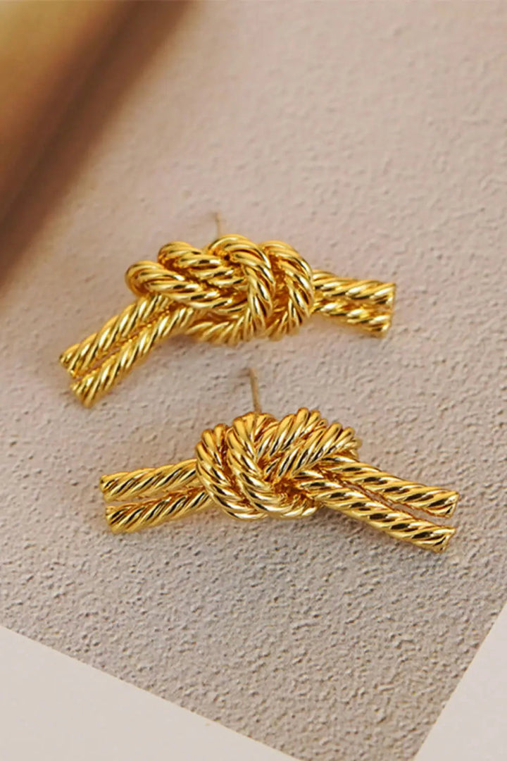 18K Gold Plated Twisted Earrings LOVCIA