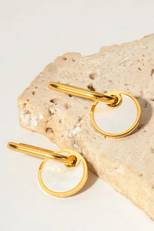 Copper White Mother-Of-Pearl Drop Earrings LOVCIA