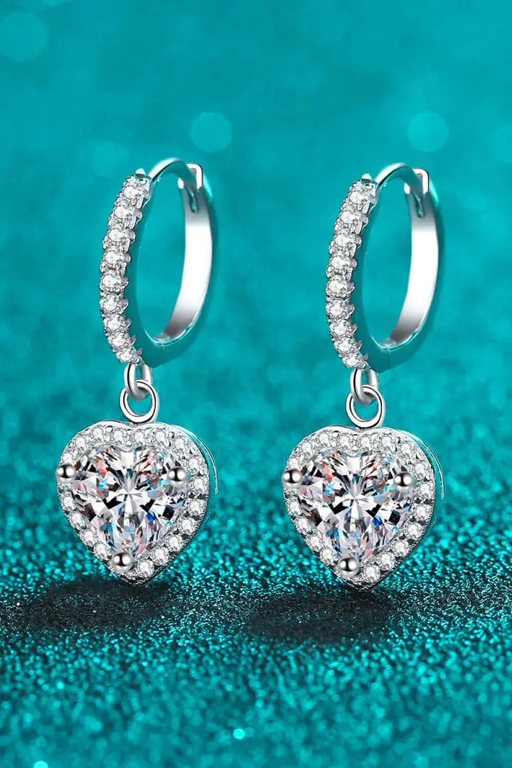 LOVCIA Moissanite Heart-Shaped Drop Earrings