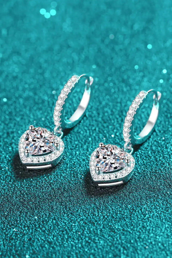 LOVCIA Moissanite Heart-Shaped Drop Earrings