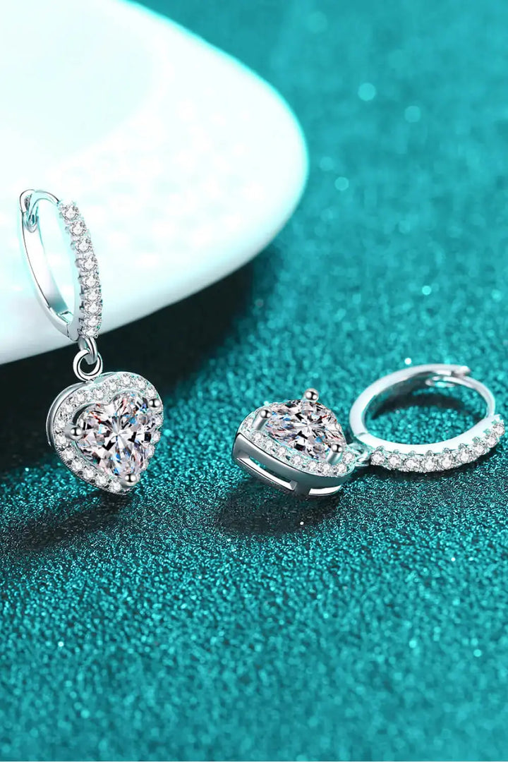 LOVCIA Moissanite Heart-Shaped Drop Earrings