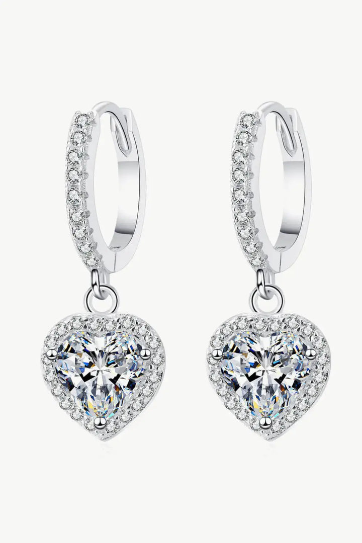 LOVCIA Moissanite Heart-Shaped Drop Earrings