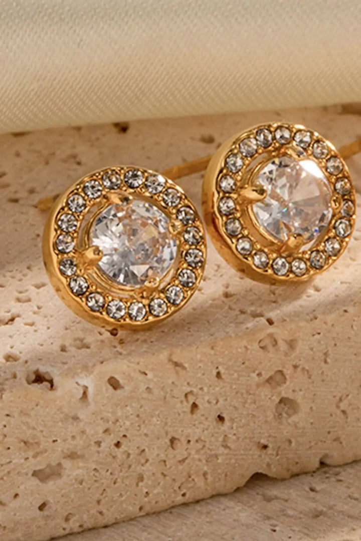 Inlaid Zircon Stainless Steel Stud Earrings LOVCIA