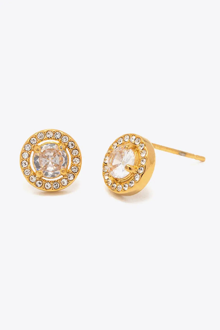 Inlaid Zircon Stainless Steel Stud Earrings LOVCIA