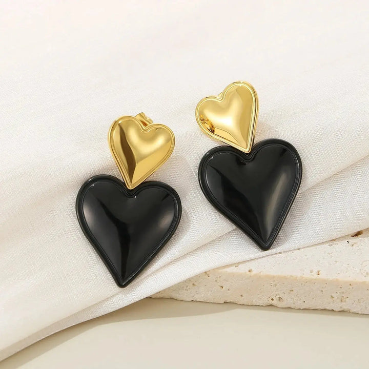 LOVCIA Stainless Steel Double Heart Earrings