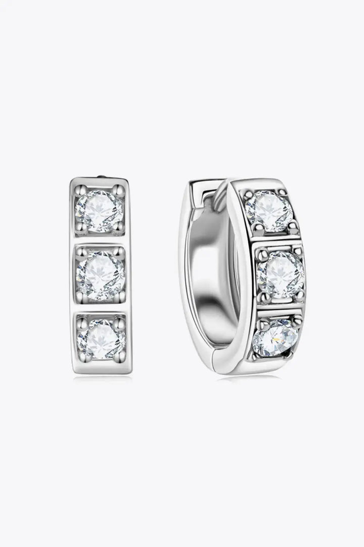 LOVCIA Inlaid Moissanite Huggie Earrings