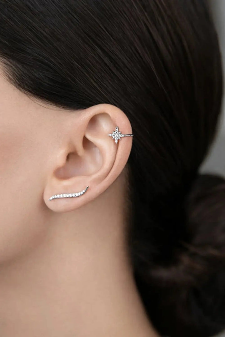 Inlaid Zircon Single Cuff Earring LOVCIA