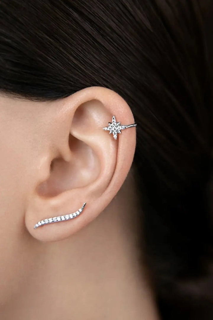 Inlaid Zircon Single Cuff Earring LOVCIA