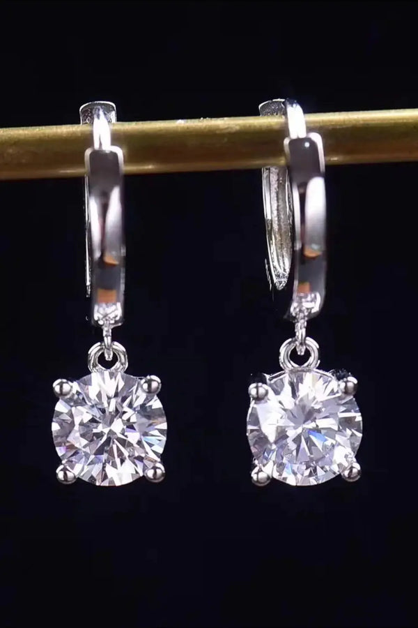 LOVCIA Feel The Surprise 1 Carat Moissanite Platinum-Plated Drop Earrings