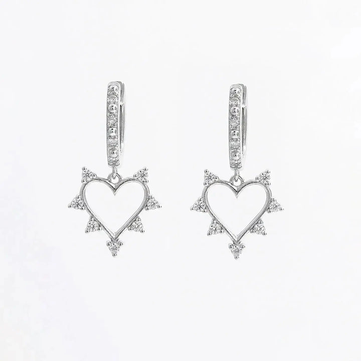 LOVCIA 925 Sterling Silver Inlaid Zircon Heart Dangle Earrings