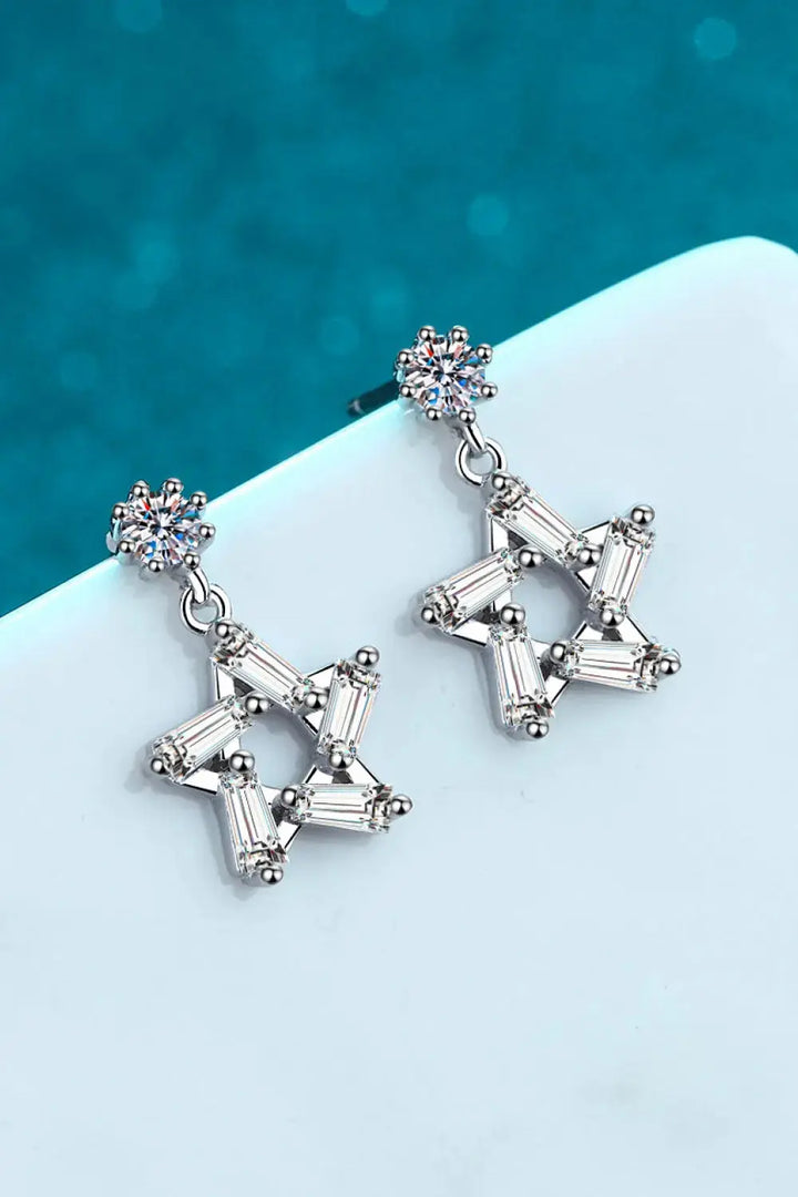 LOVCIA 925 Sterling Silver Inlaid Moissanite Star Earrings