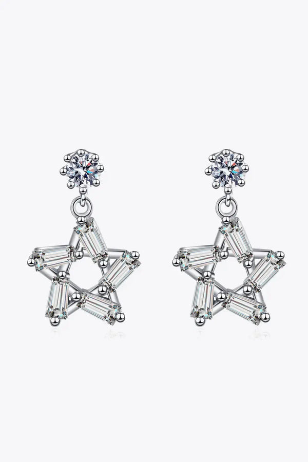 LOVCIA 925 Sterling Silver Inlaid Moissanite Star Earrings