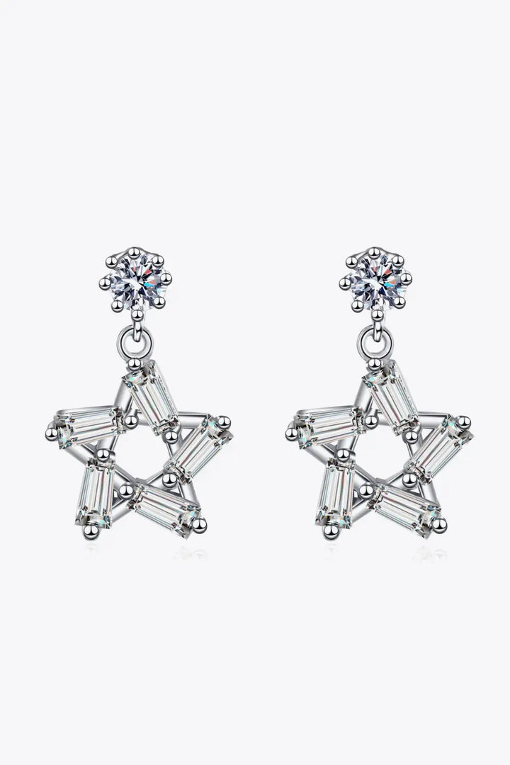 LOVCIA 925 Sterling Silver Inlaid Moissanite Star Earrings