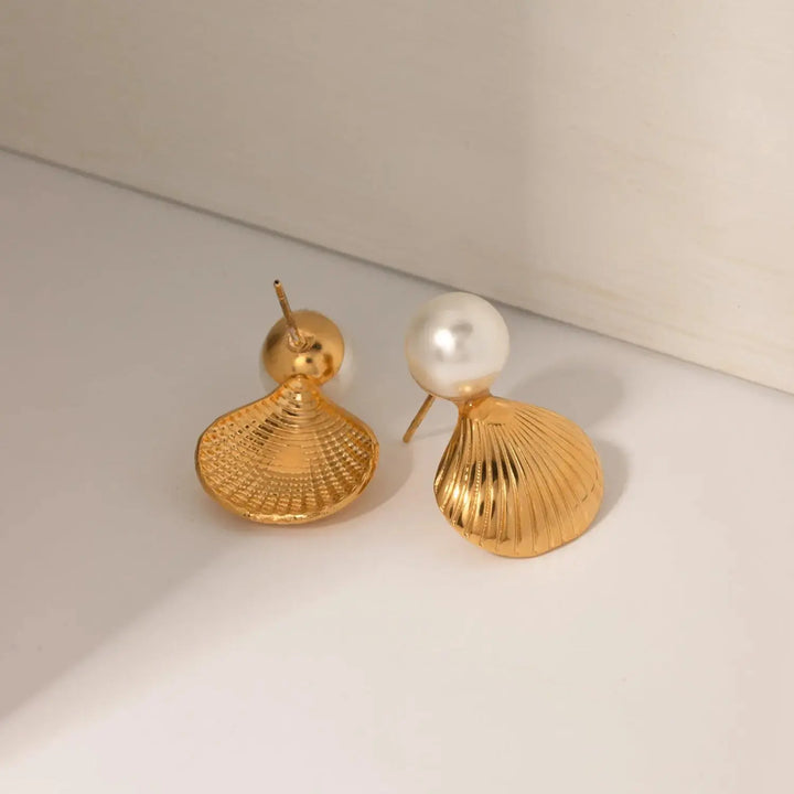 LOVCIA 18K Gold-Plated Stainless Steel Shell Shape Earrings