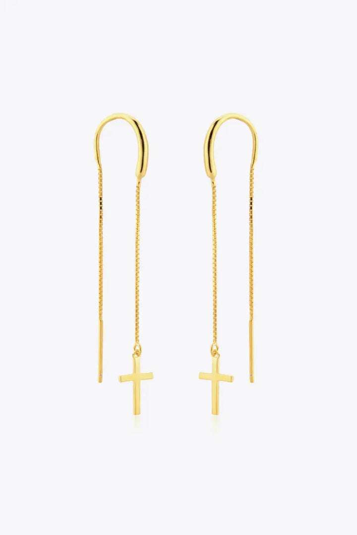 LOVCIA 925 Sterling Silver Cross Threader Earrings