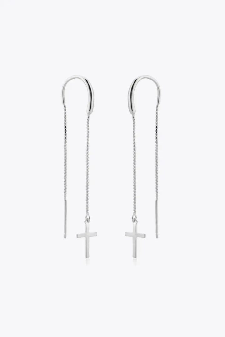 LOVCIA 925 Sterling Silver Cross Threader Earrings