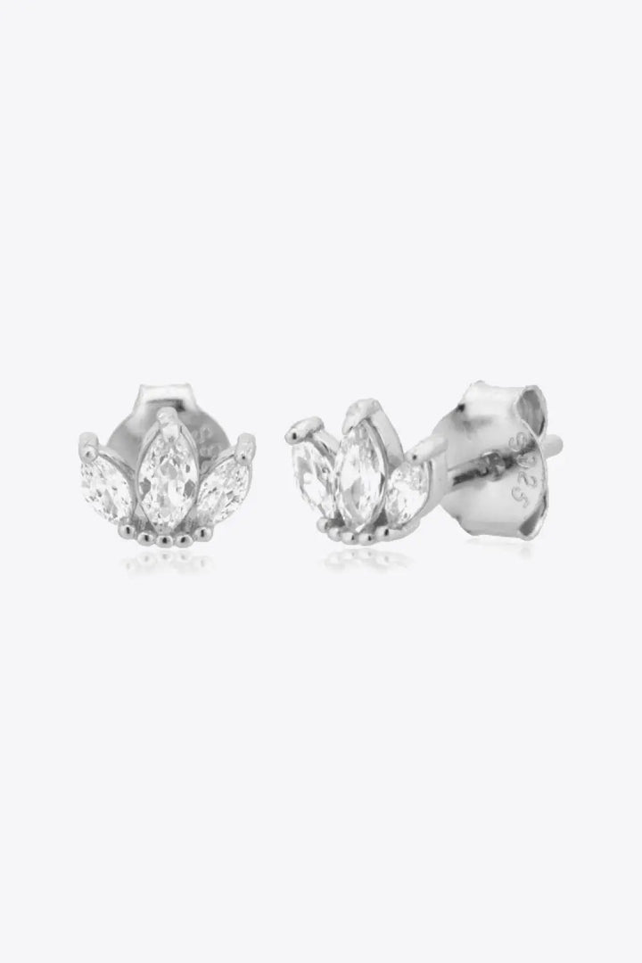 925 Sterling Silver Zircon Decor Stud Earrings LOVCIA