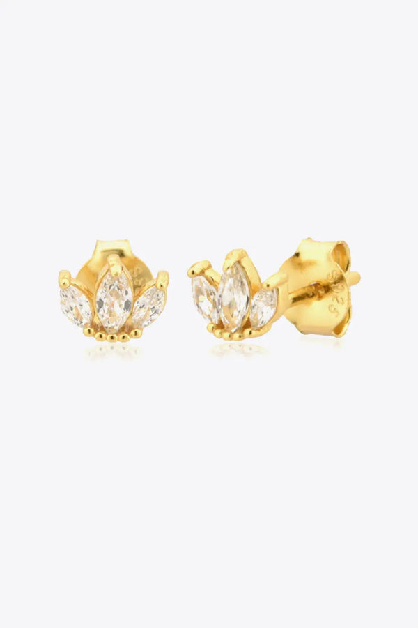 925 Sterling Silver Zircon Decor Stud Earrings LOVCIA