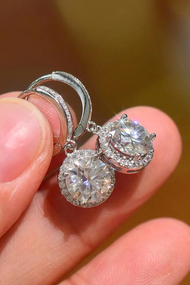 2 Carat Moissanite Round Drop Earrings LOVCIA