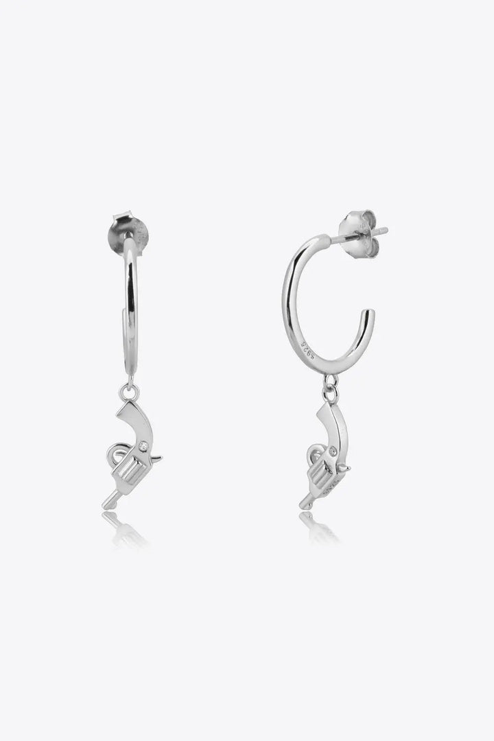 925 Sterling Silver C-Hoop Gun Drop Earrings LOVCIA