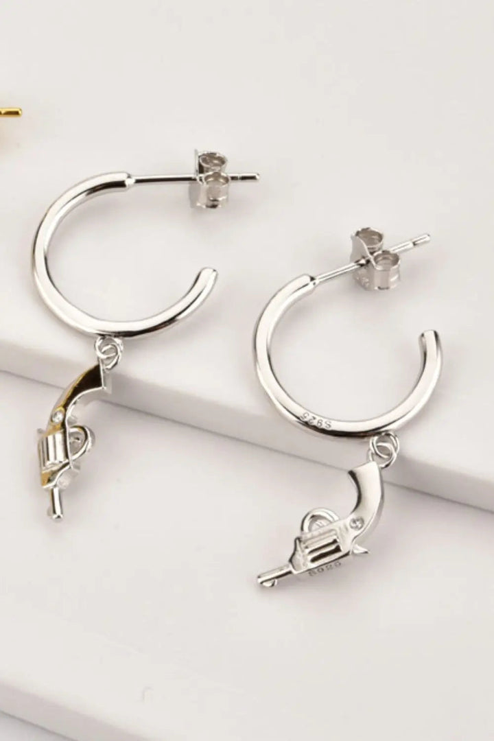 925 Sterling Silver C-Hoop Gun Drop Earrings LOVCIA