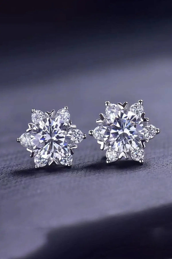 LOVCIA 2 Carat Moissanite Floral Stud Earrings