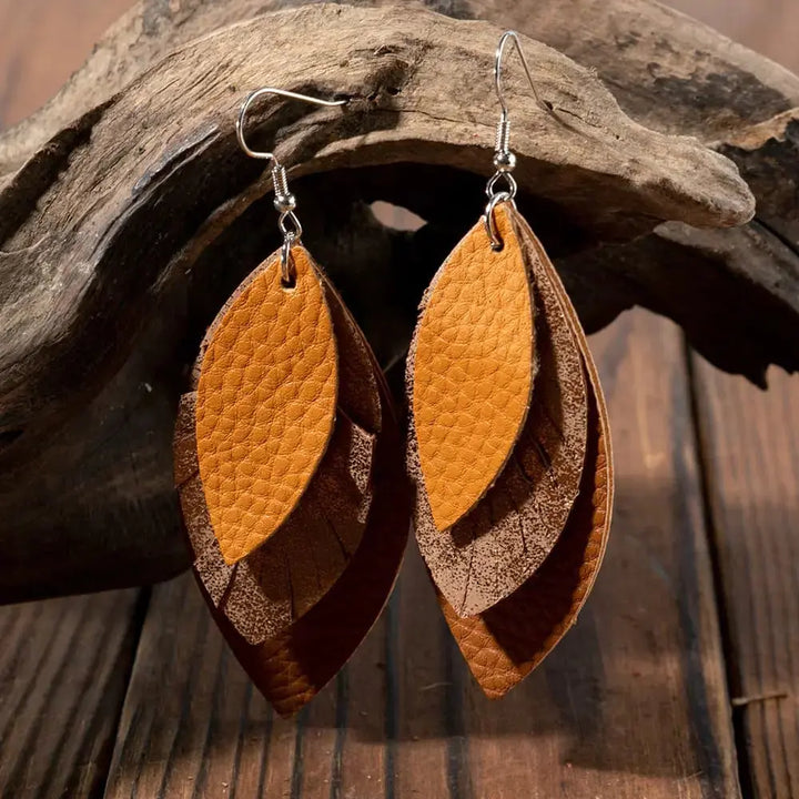 LOVCIA PU Leather Drop Earrings