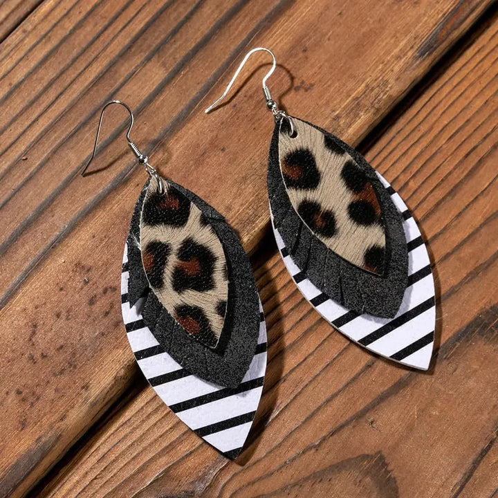 LOVCIA PU Leather Drop Earrings