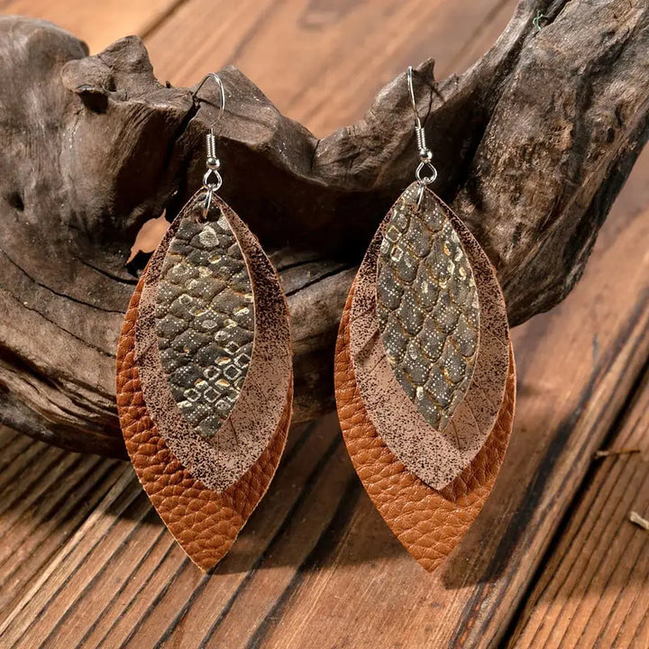 LOVCIA PU Leather Drop Earrings