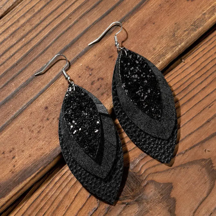 LOVCIA PU Leather Drop Earrings