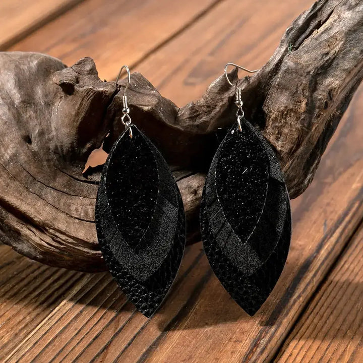 LOVCIA PU Leather Drop Earrings