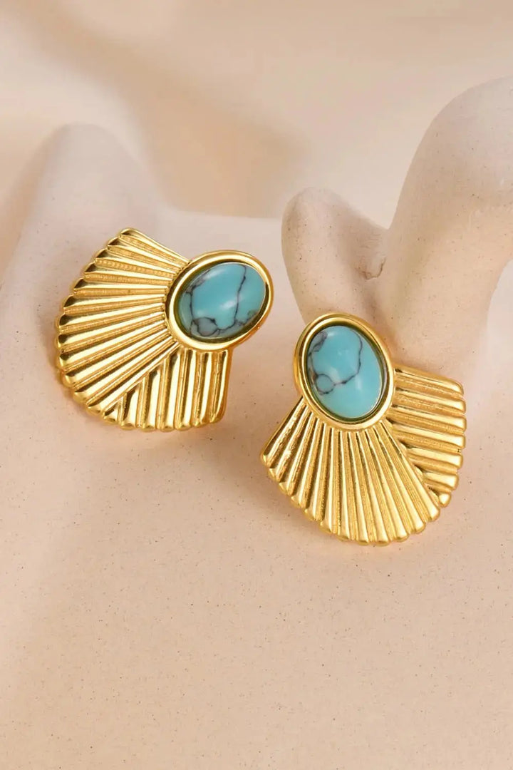 LOVCIA Turquoise 18K Gold Plated Stud Earrings