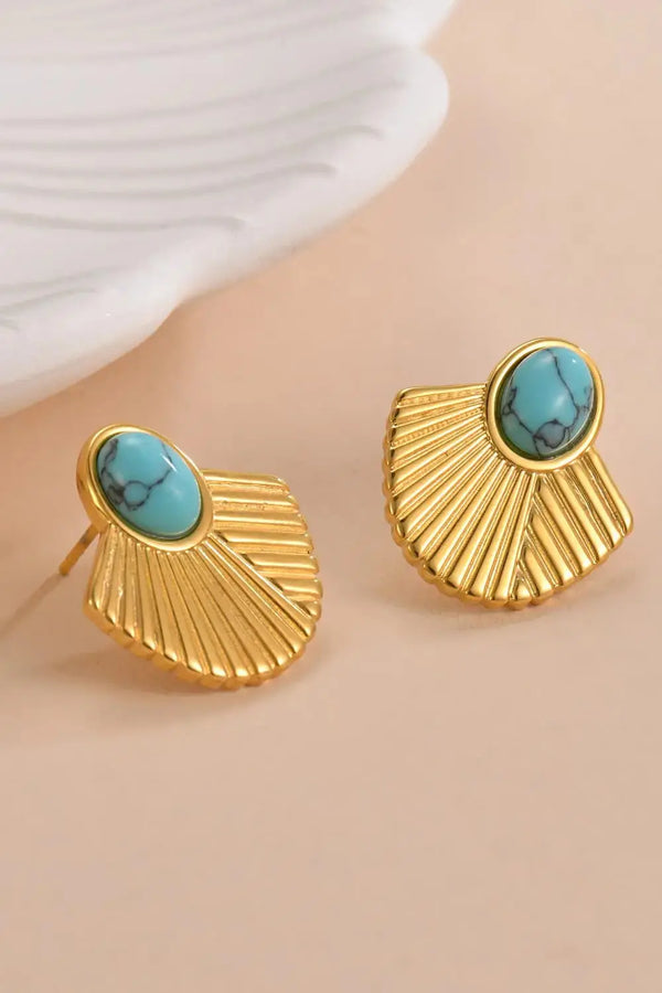 LOVCIA Turquoise 18K Gold Plated Stud Earrings