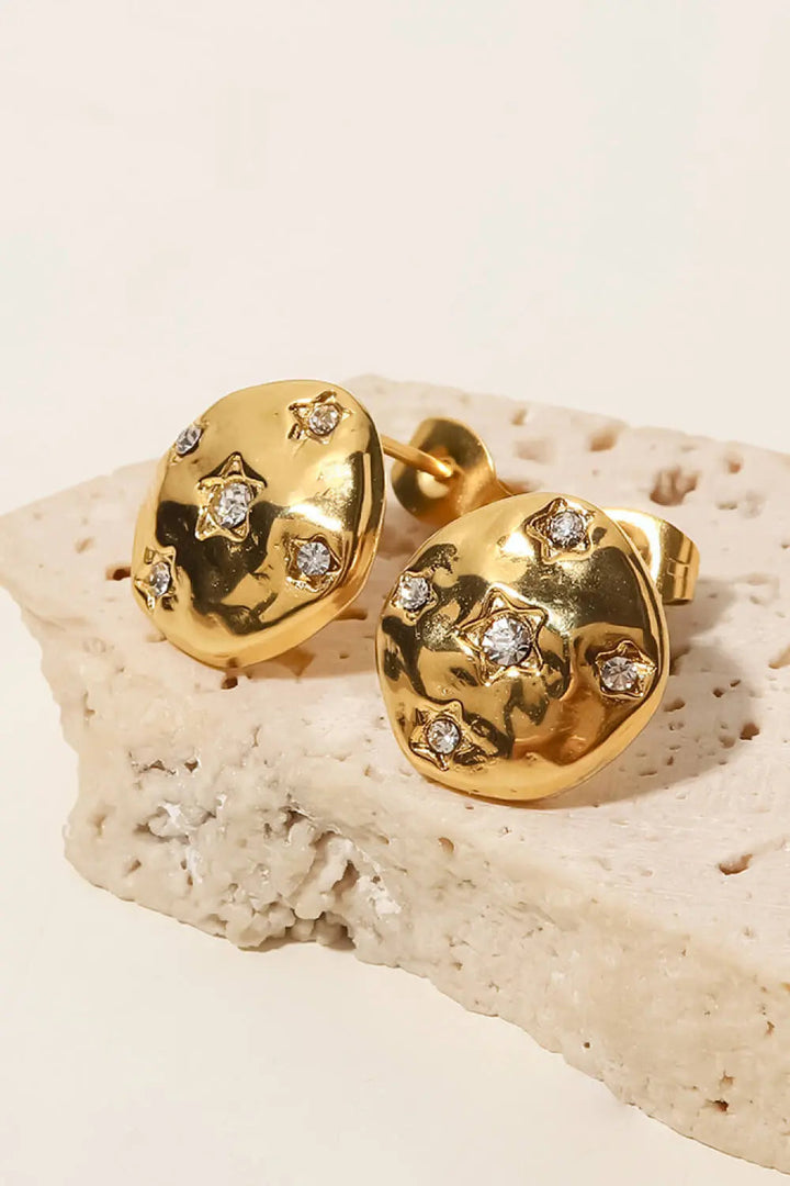 18K Gold-Plated Cubic Zirconia Stud Earrings LOVCIA