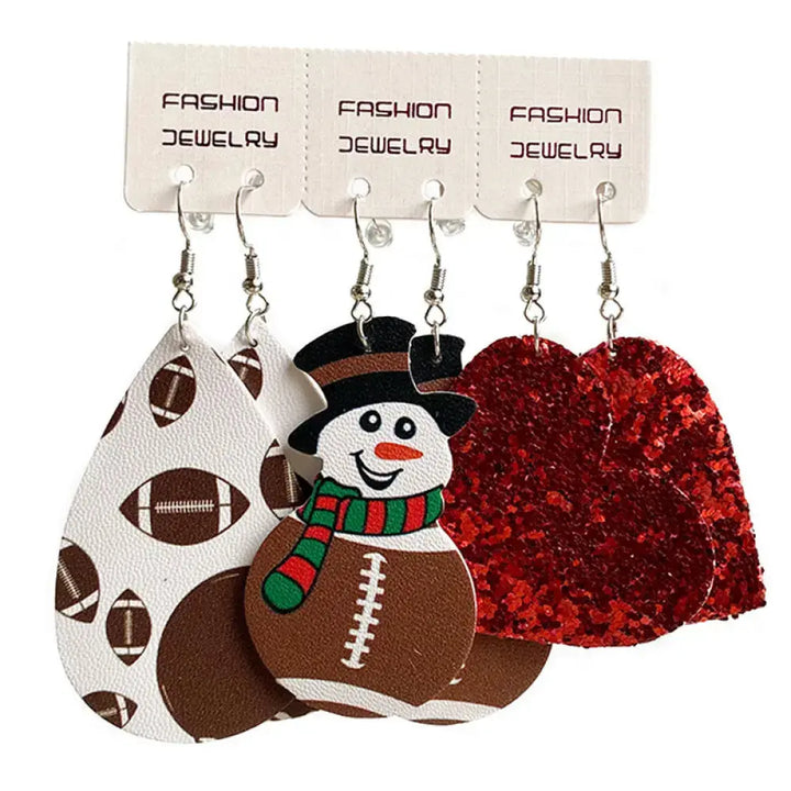 LOVCIA Snowman, Ball, and Heart Earrings Set