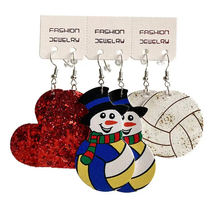 LOVCIA Snowman, Ball, and Heart Earrings Set