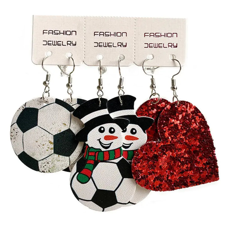 LOVCIA Snowman, Ball, and Heart Earrings Set