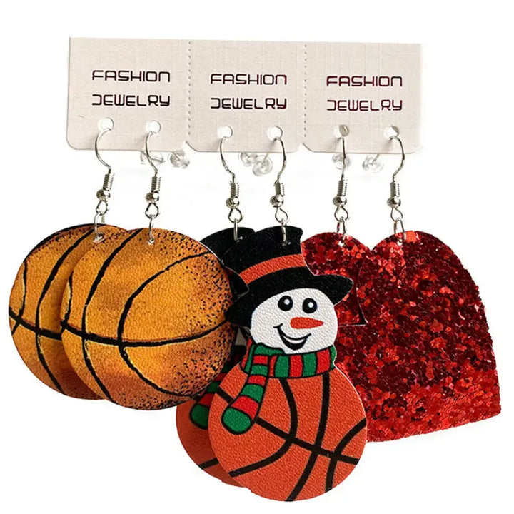 LOVCIA Snowman, Ball, and Heart Earrings Set