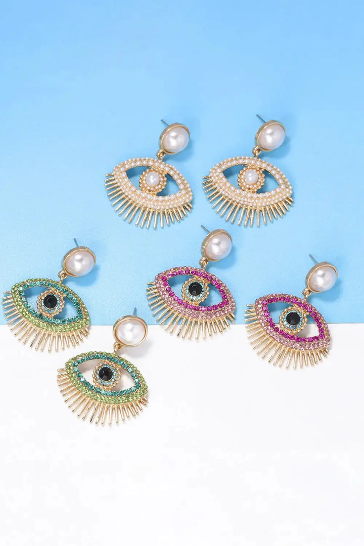 LOVCIA Evil Eye Shape Rhinestone Zinc Alloy Synthetic Dangle Earrings