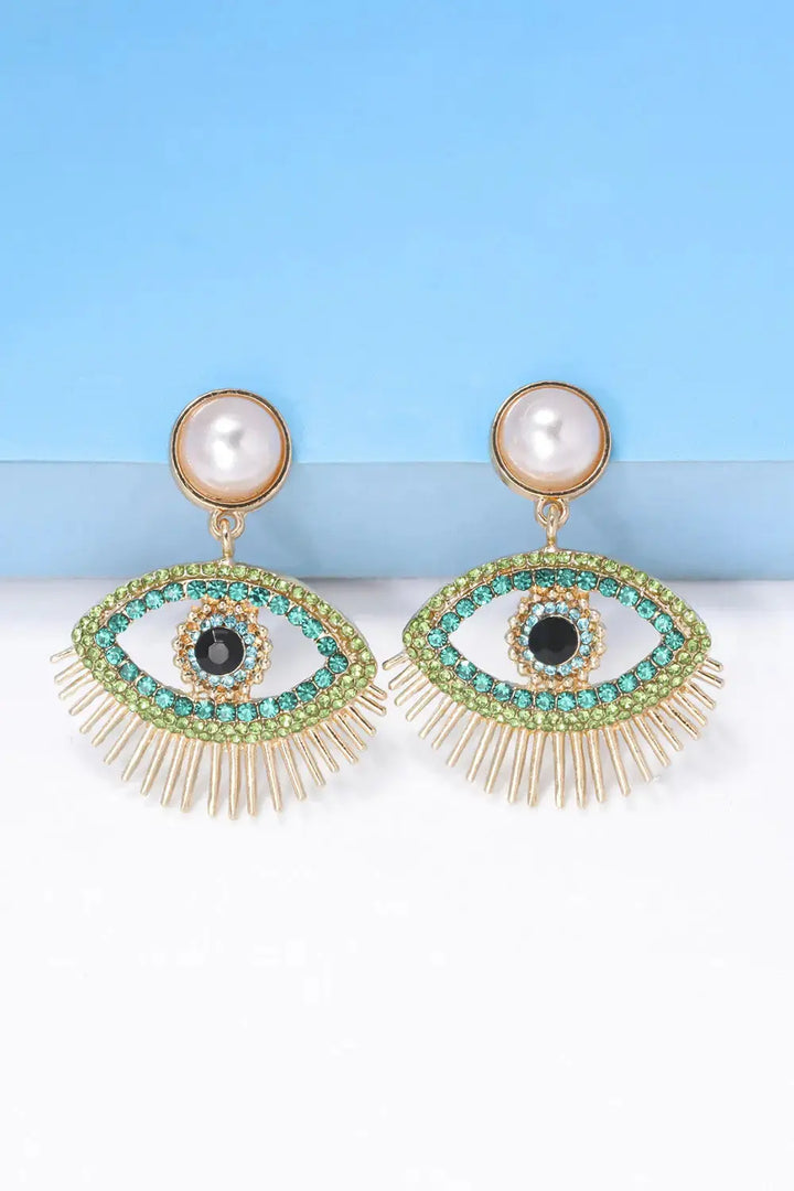 LOVCIA Evil Eye Shape Rhinestone Zinc Alloy Synthetic Dangle Earrings