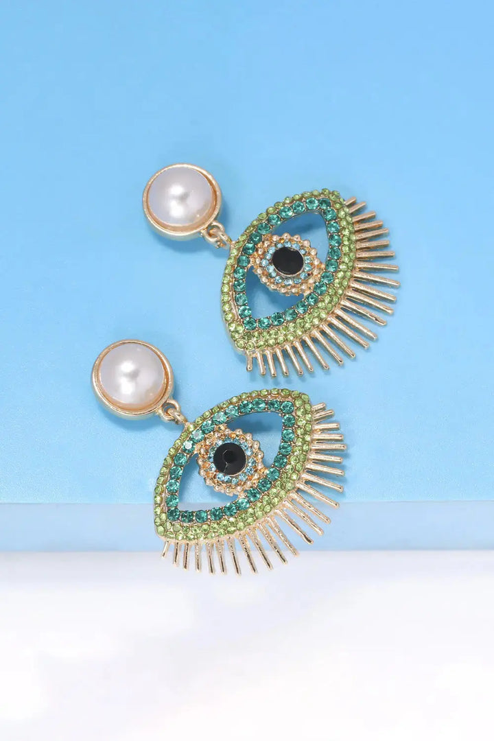 LOVCIA Evil Eye Shape Rhinestone Zinc Alloy Synthetic Dangle Earrings