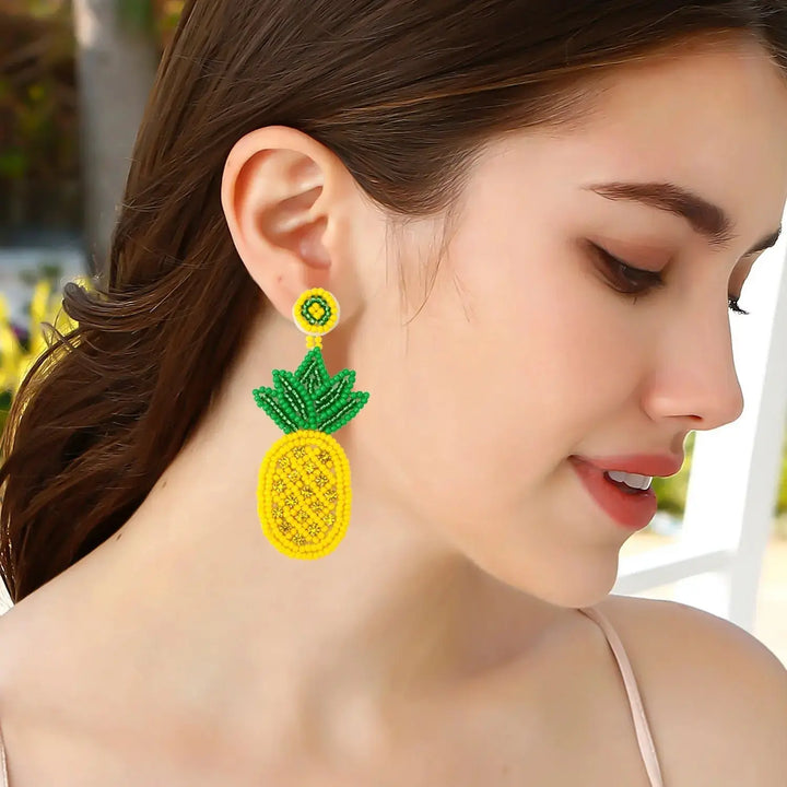 LOVCIA Bead Stainless Steel Pineapple Earrings