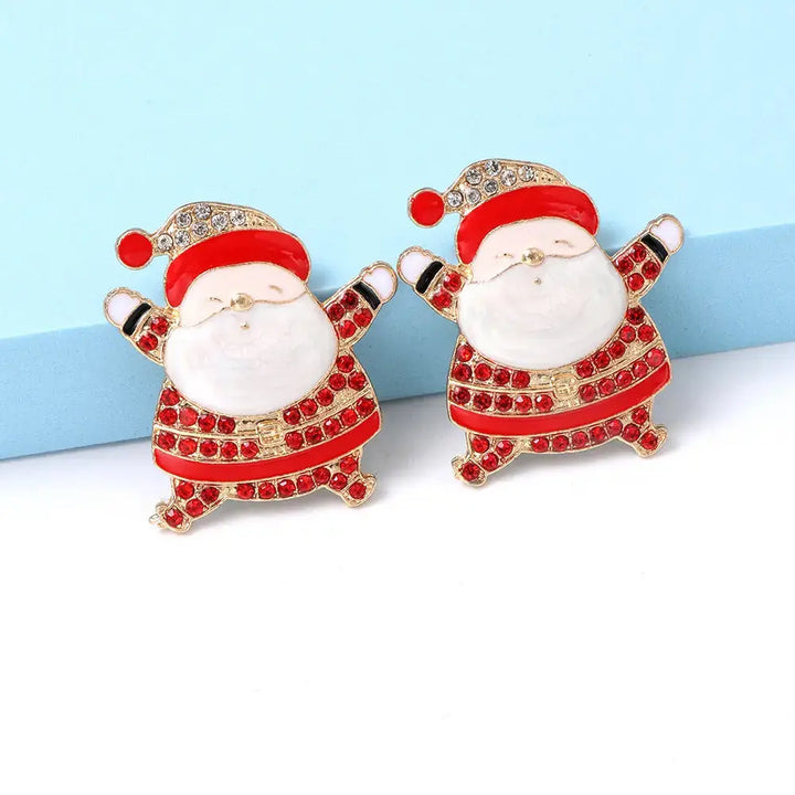 LOVCIA Rhinestone Alloy Santa Earrings