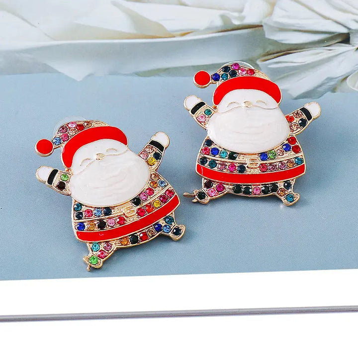 LOVCIA Rhinestone Alloy Santa Earrings