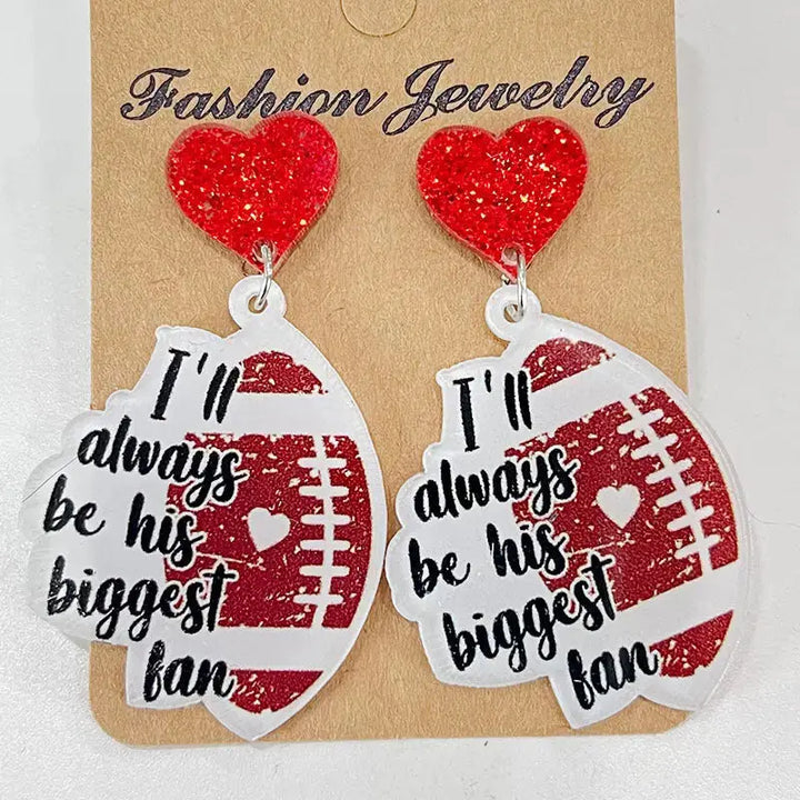 LOVCIA Heart Shape Sports Theme Acrylic Dangle Earrings