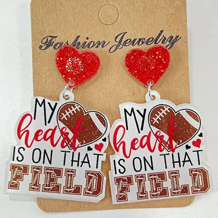 LOVCIA Heart Shape Sports Theme Acrylic Dangle Earrings