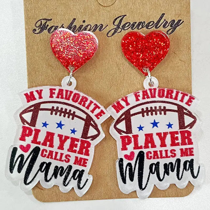 LOVCIA Heart Shape Sports Theme Acrylic Dangle Earrings