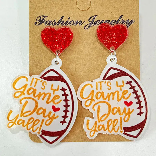 LOVCIA Heart Shape Sports Theme Acrylic Dangle Earrings