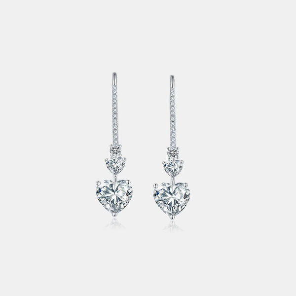 LOVCIA 5.44 Carat 925 Sterling Silver Moissanite Heart Drop Earrings