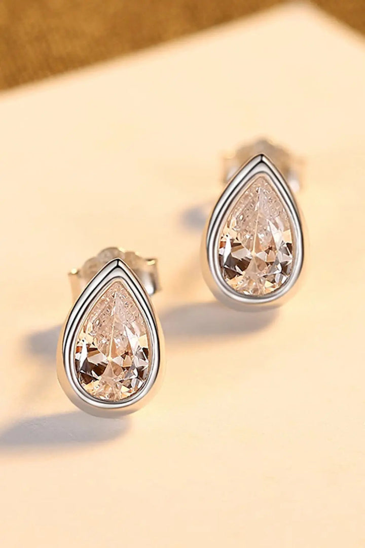 Zircon Teardrop 925 Sterling Silver Stud Earrings LOVCIA